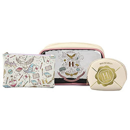 Set de viaje -Bolso Cosmetiquera - Bioworld Harry Potter Hogwarts Crest 3-Piece Travel Toiletry Set