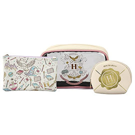 Set de viaje -Bolso Cosmetiquera - Bioworld Harry Potter Hogwarts Crest 3-Piece Travel Toiletry Set