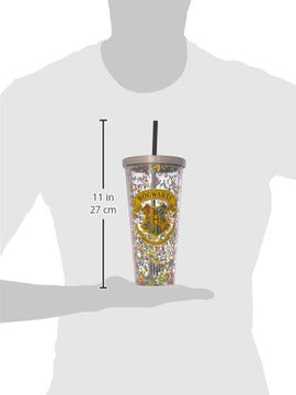 Hogwarts vaso de purpurina con pajita, 20 onzas, multicolor