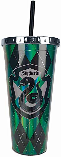 Vaso -Slytherin Foil Cup w/Straw, 20 Oz,