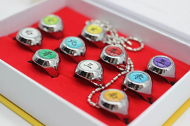 Set-Juego De Anillos Akatsuki- Naruto, 10 Piezas