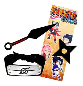 Set  Naruto o Itachi- Banda,kunai Y Shuriken 3 pcs