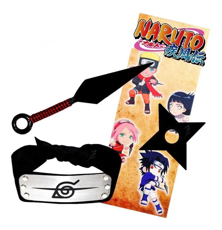 Set  Naruto o Itachi- Banda,kunai Y Shuriken 3 pcs