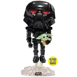 Funko pop - Star Wars: The Mandalorian Dark Trooper with Grogu Glow-in-the-Dark Pop! Vinyl Figure - Entertainment Earth Exclusive