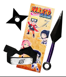 Set  Naruto o Itachi- Banda,kunai Y Shuriken 3 pcs