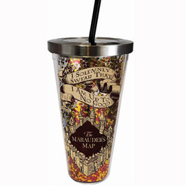 Harry Potter Solemnly Swear Glitter Cup con pajita, 20 onzas, multicolor