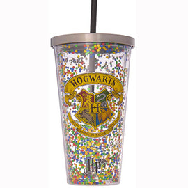 Hogwarts vaso de purpurina con pajita, 20 onzas, multicolor