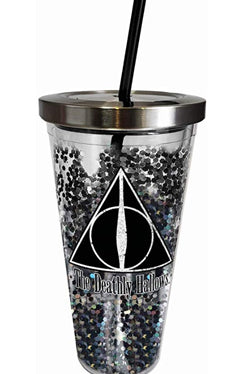 Harry Potter Deathly Hallows Taza de purpurina  20 onzas, color negro